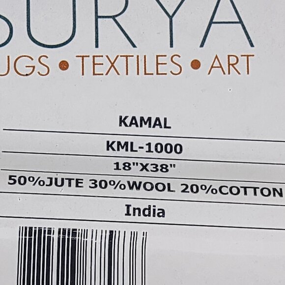 Surya Black Tan Stripe Jute Wool Cotton Kamal KML-1000 18"x38" Hanging Wall Art - Picture 14 of 16